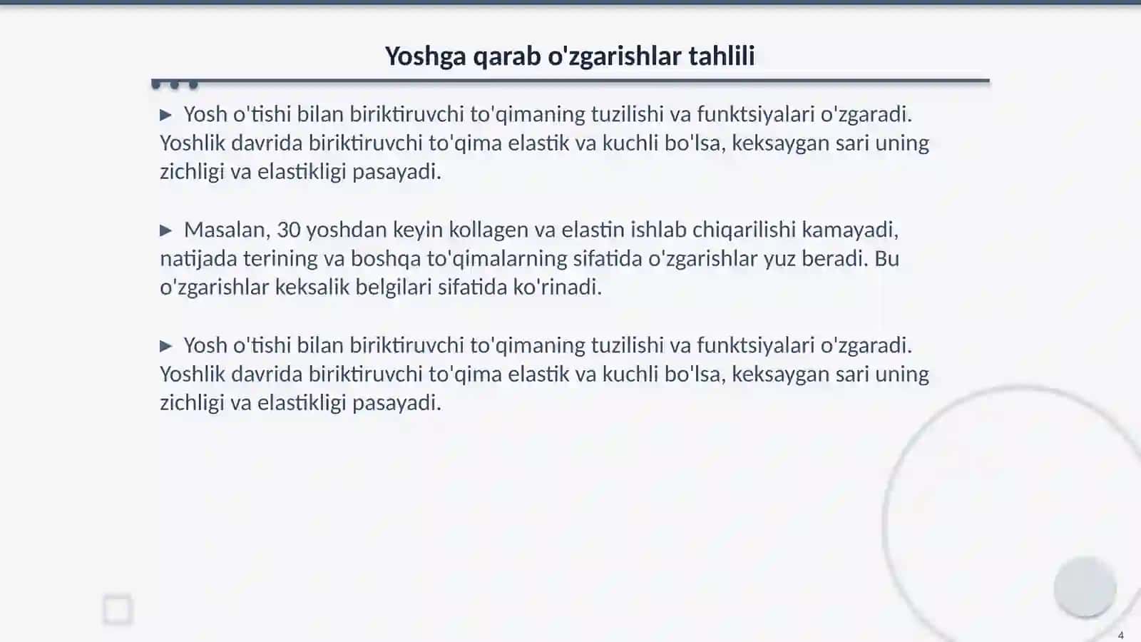 Biriktiruvchi Toʻqimaning oʻzgarishi va hujayra munosabatlari 4