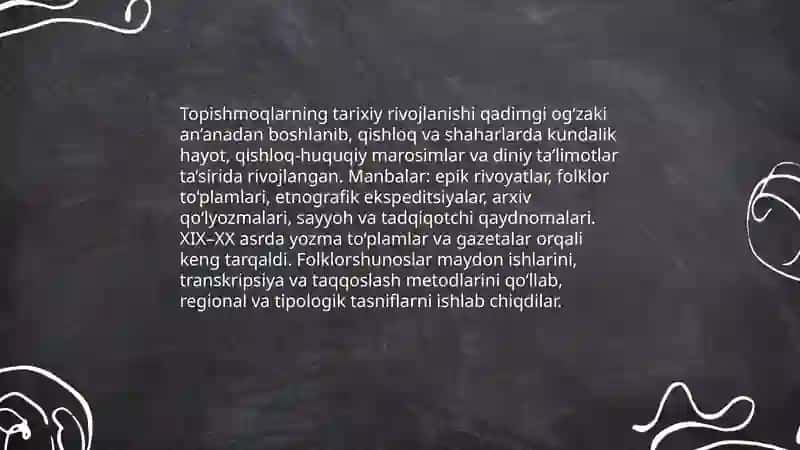 Topishmoq va ularning folklorshunoslar tomonidan organilishi 4