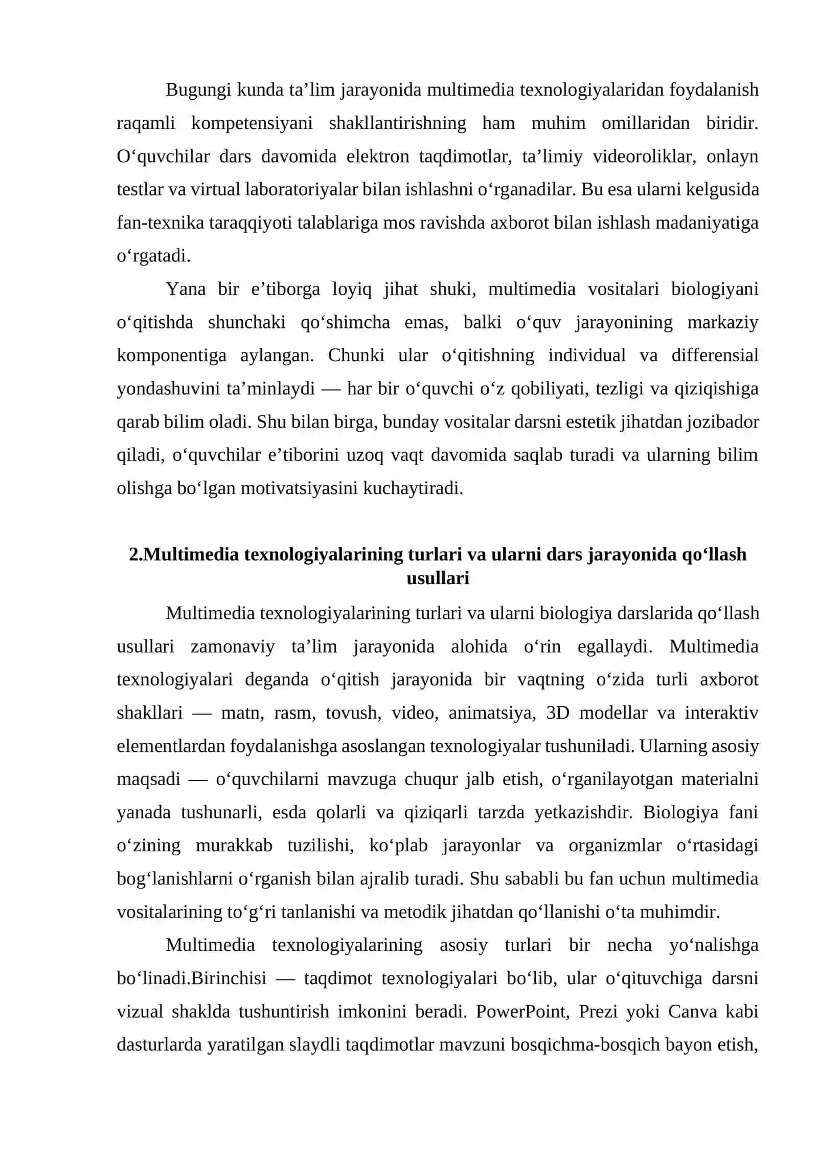Biologiya fanini o‘qitishda multimedia vositalaridan foydalanishning afzalliklari 4