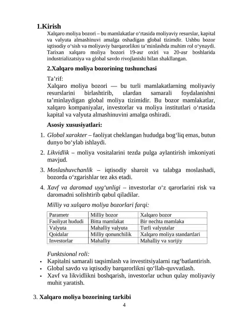 Xalqaro moliya bozori va uning funktsiyalari 4