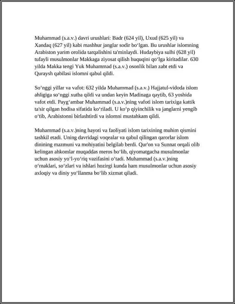 ISLOM DINI TARIXI VA MOHIYATI. ISLOM DINI MANBALARI,AQIDAVIY MAKTABLARI VA ULARNING HOZIRGI DAVRDAGI AHAMIYATI 4
