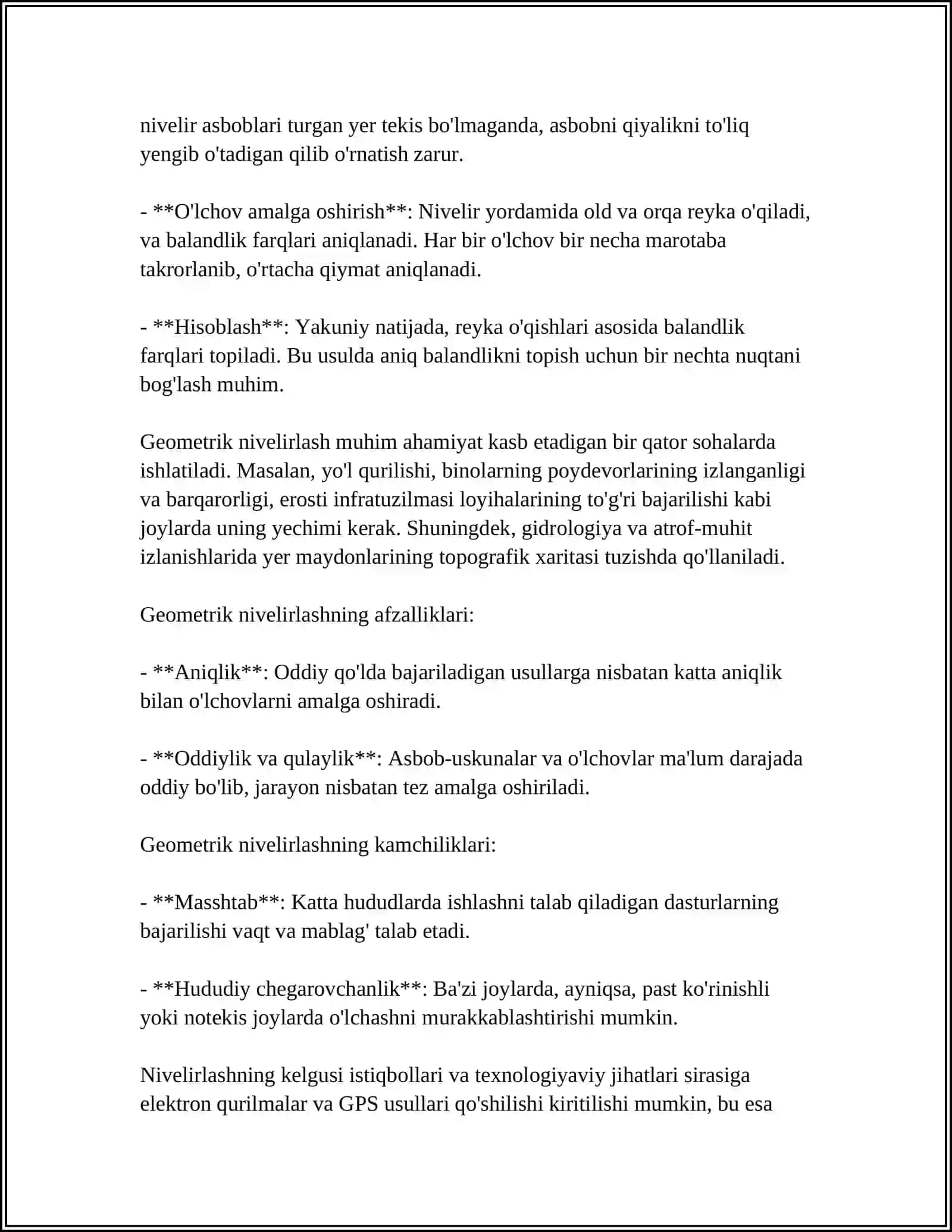 Geodeziyada geometrik nivelirlash haqida umumiy tushuncha 4