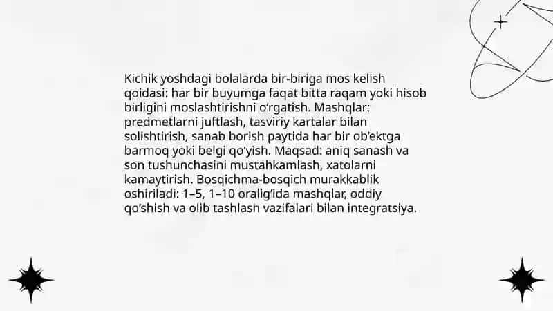 Son va sanoq tushunchasini shakllanishining pedagogik bosqichlari 4