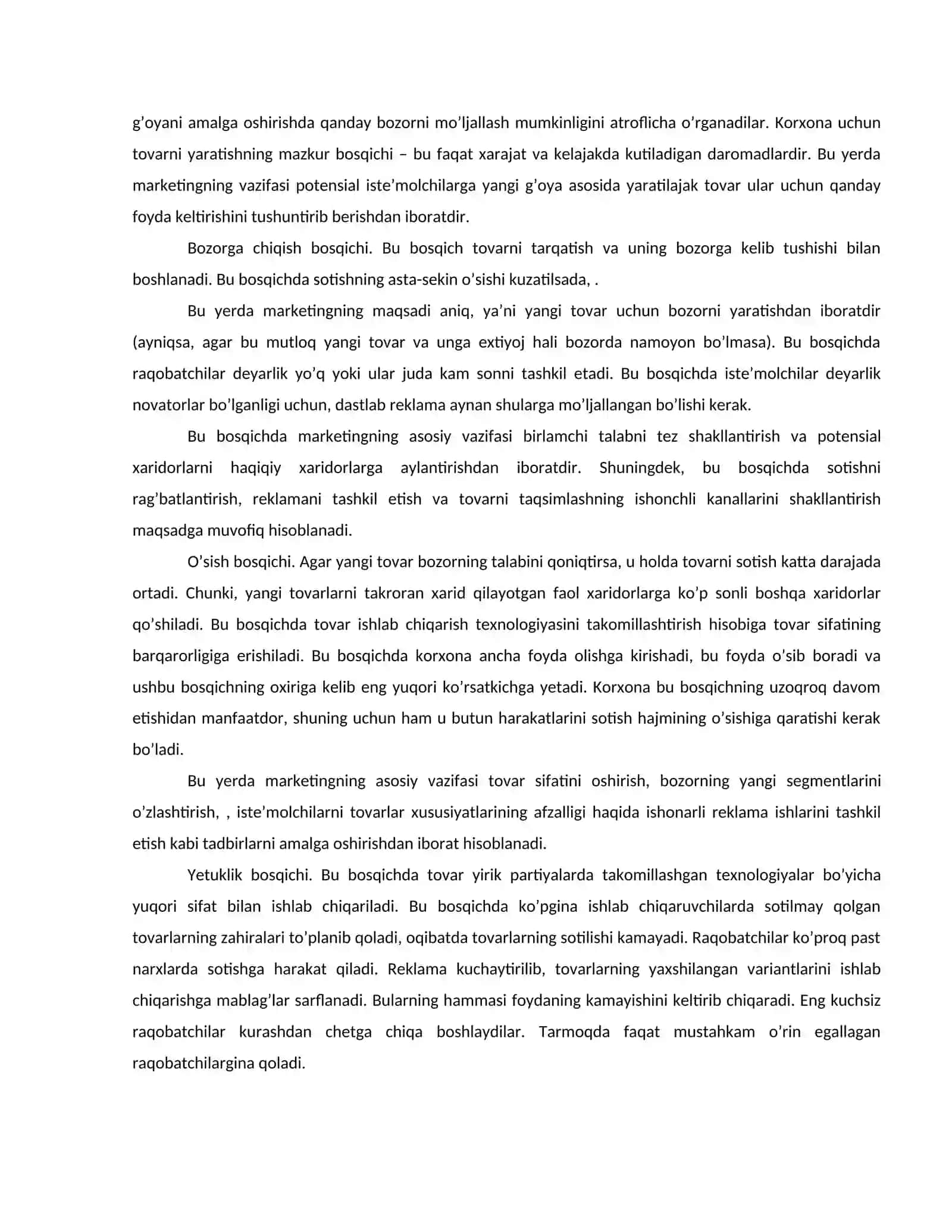 Yangi tovar konsepsiyasi va uni bozorga chiqarish jarayoni 4