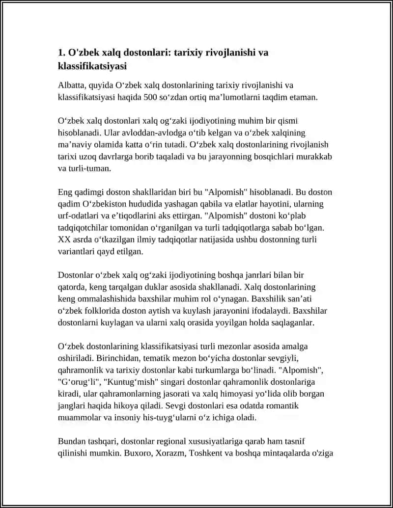 O'ZBEK XALQ DOSTONLARI TASNIFI 4