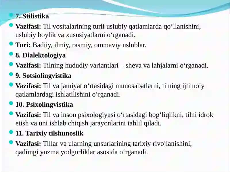Tilshunoslik Turkumiga Kiradigan Fanlarning Umumiy Tavsifi 4