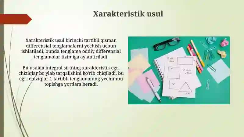 Xususiy xosilali birinchi tartibli differensial tenglamalar 4