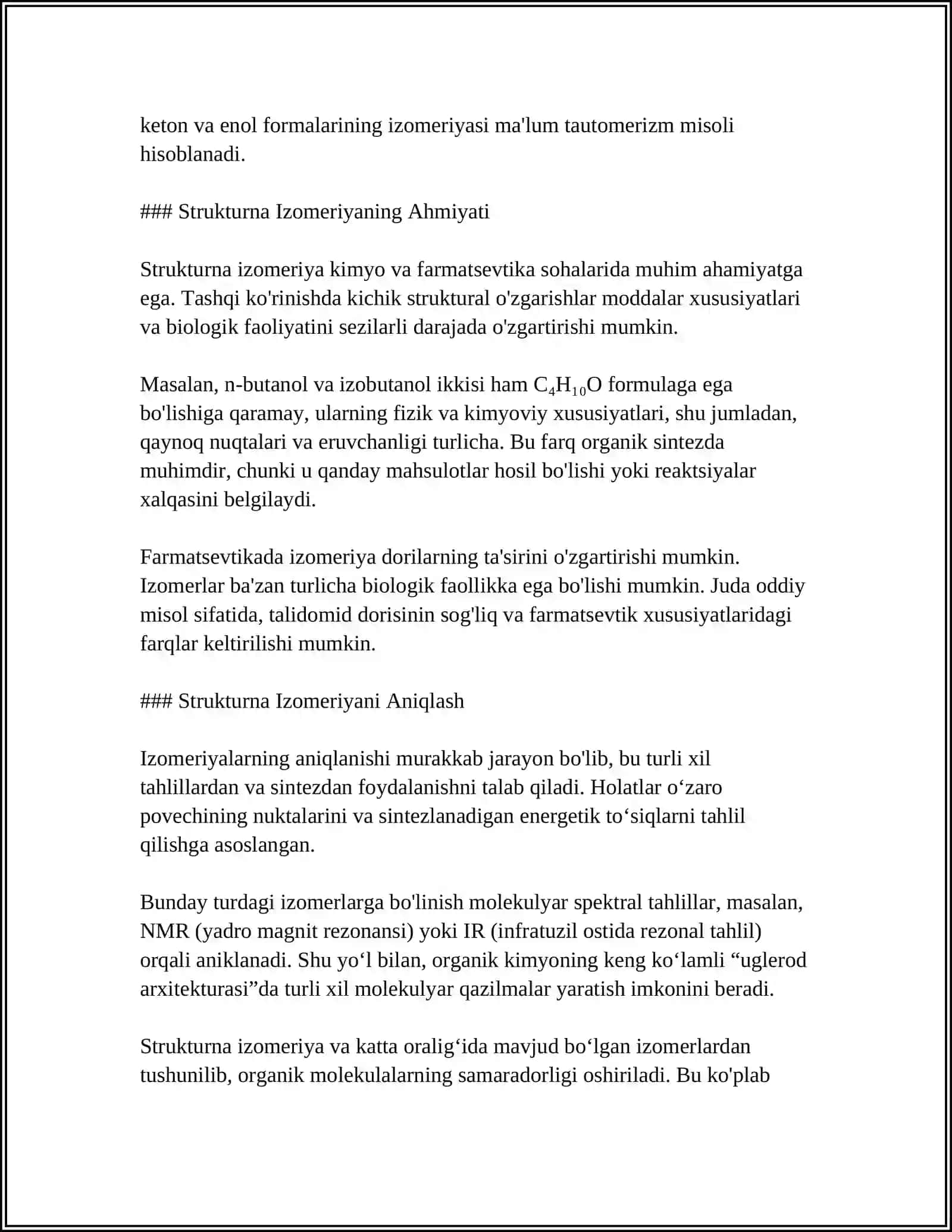 ORGANIK KIMYODA IZOMERIYA TUSHUNCHASI. IZOMERIYA TURLARI 4