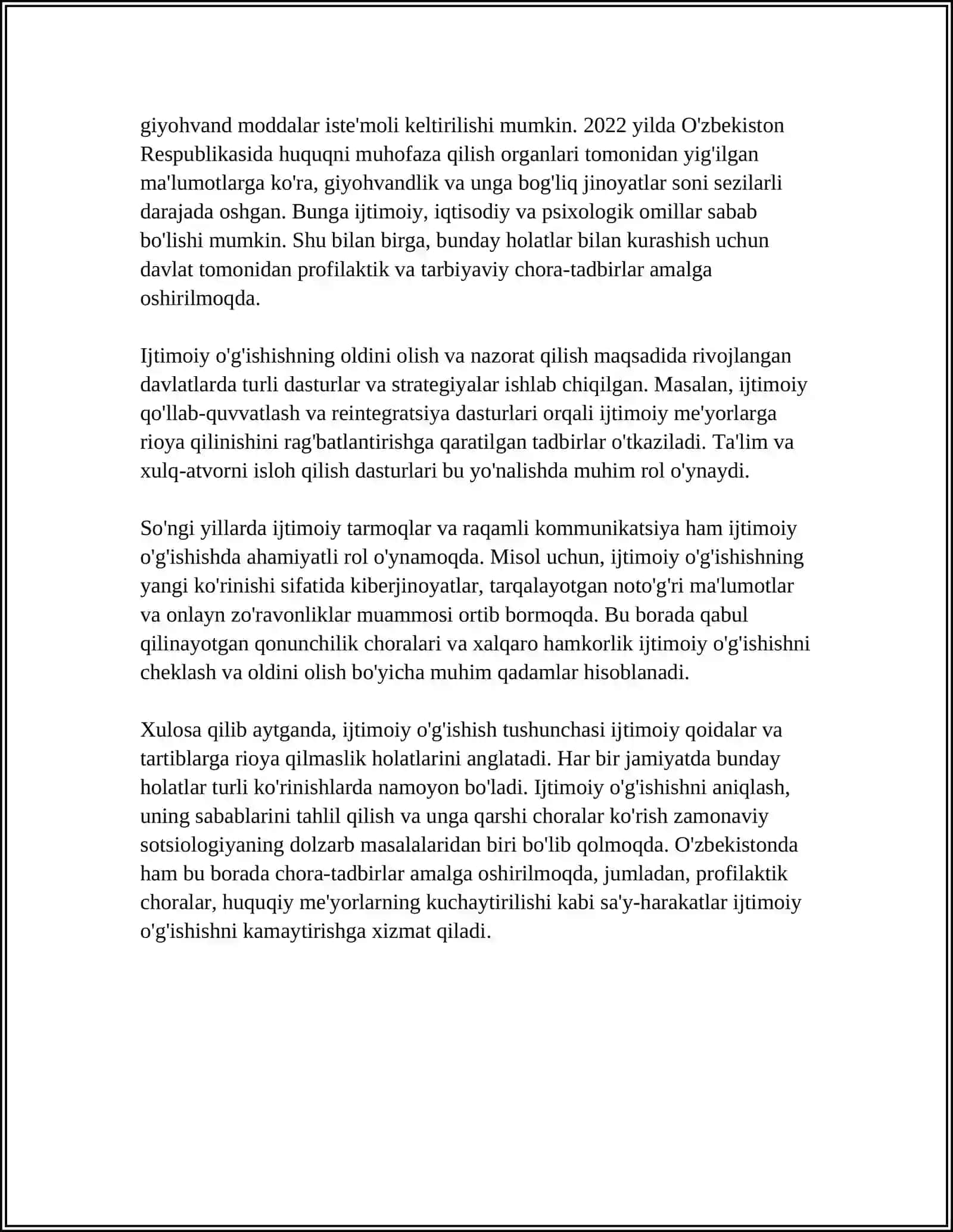 MUSTAQIL ISH Mavzu: ISHTIMOIY OGISHISH VA UNING SABABLARI 4