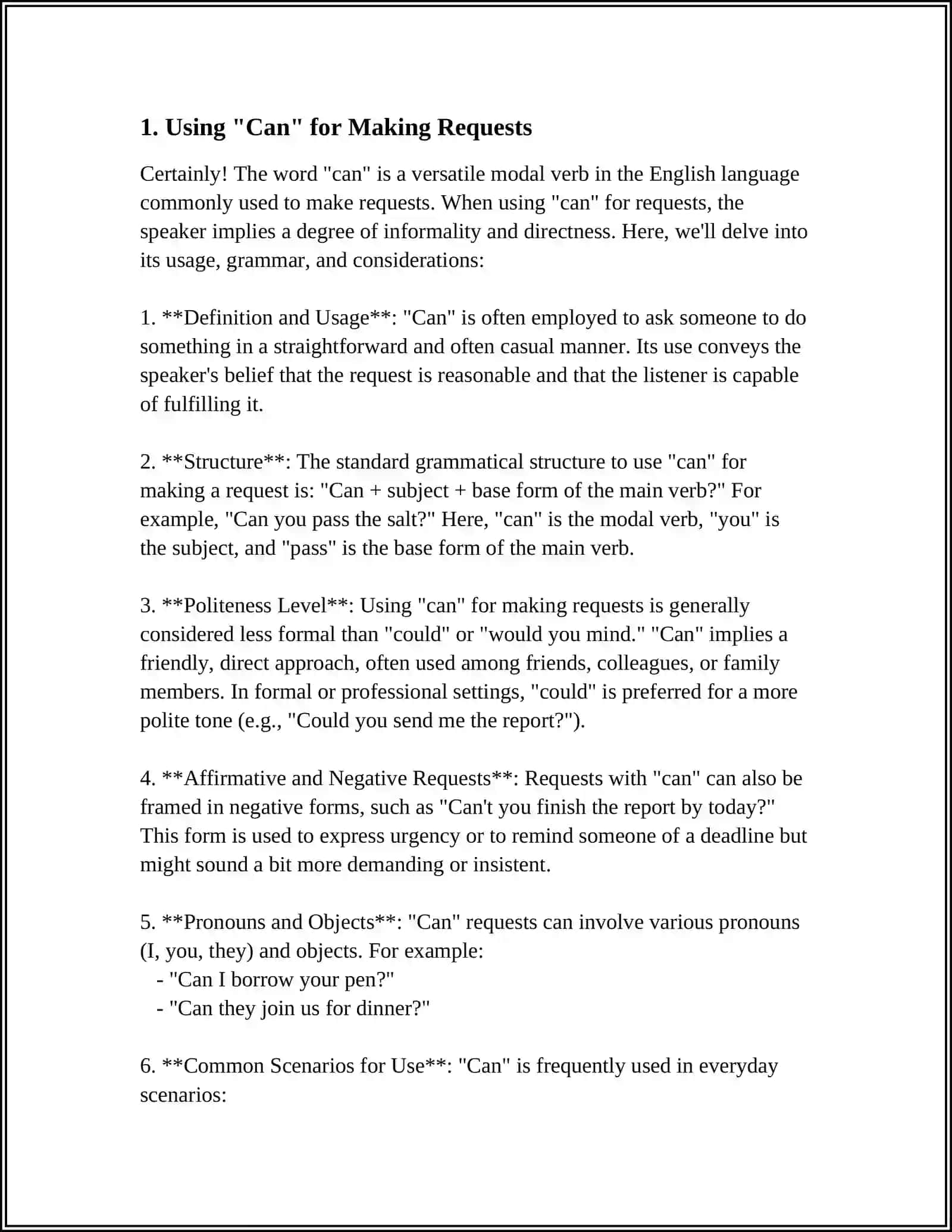 REQUESTS AND SUGGESTIONS: OFFERS, PROMISES AND WARNINGS CAN, COULD, WOULD, WILL, SHALL 4
