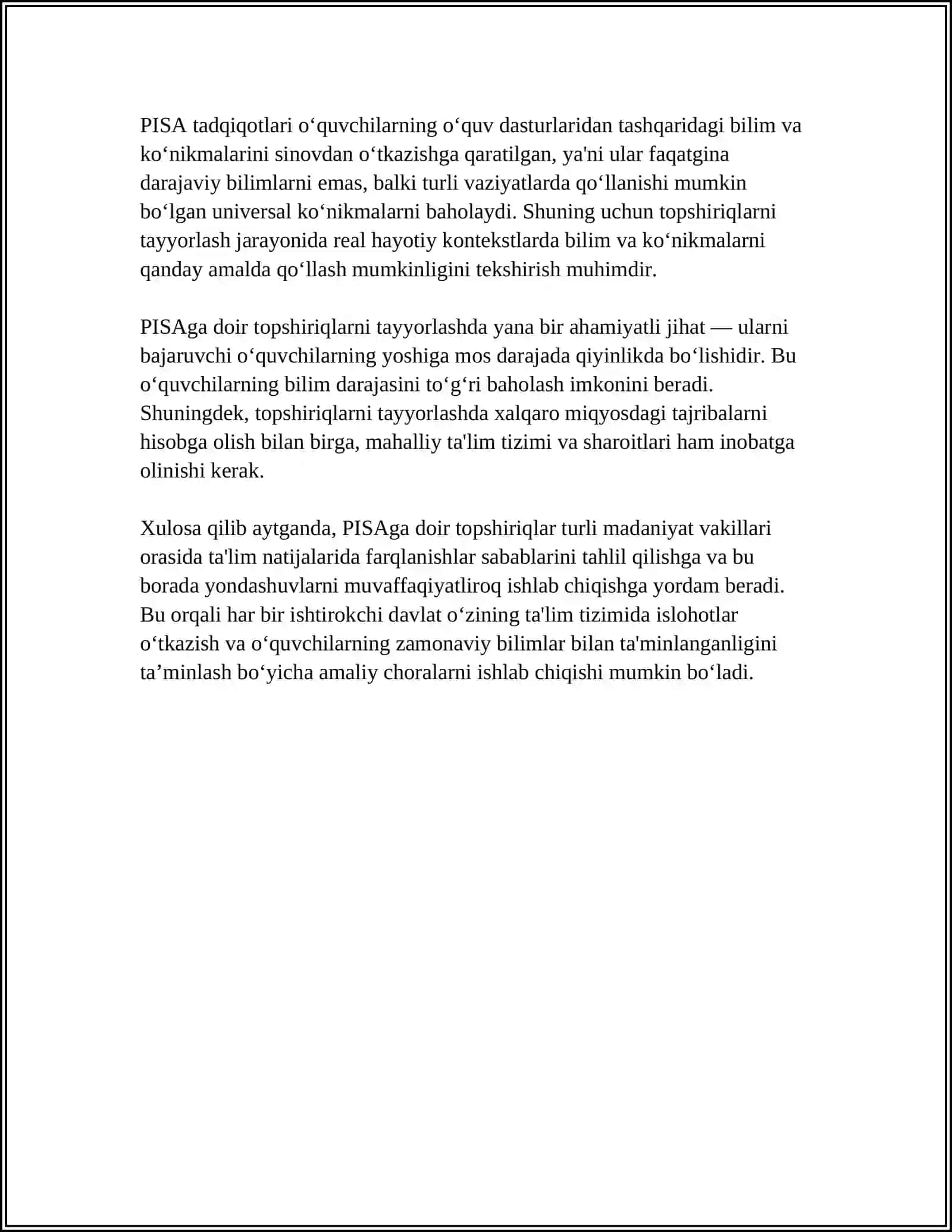 PISAga doir topshiriqlar tuzish 4