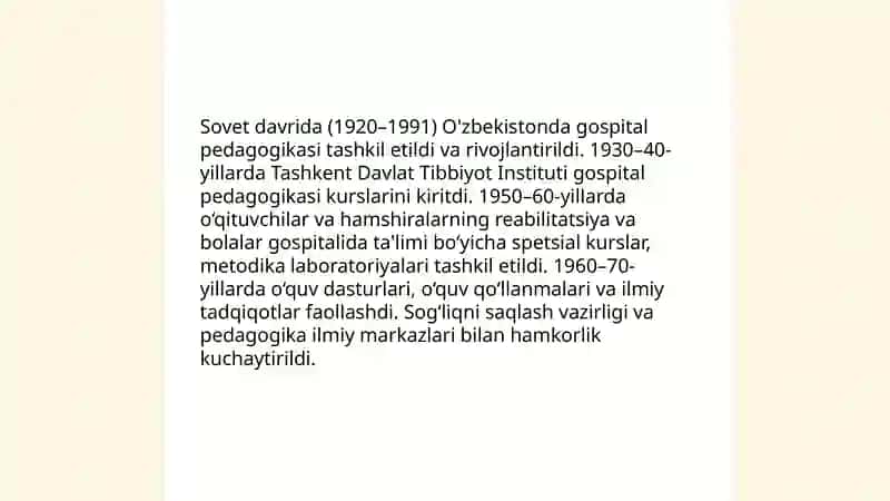 O'zbekistonda gospital pedagogika fanining rivojlanish tarixi 4