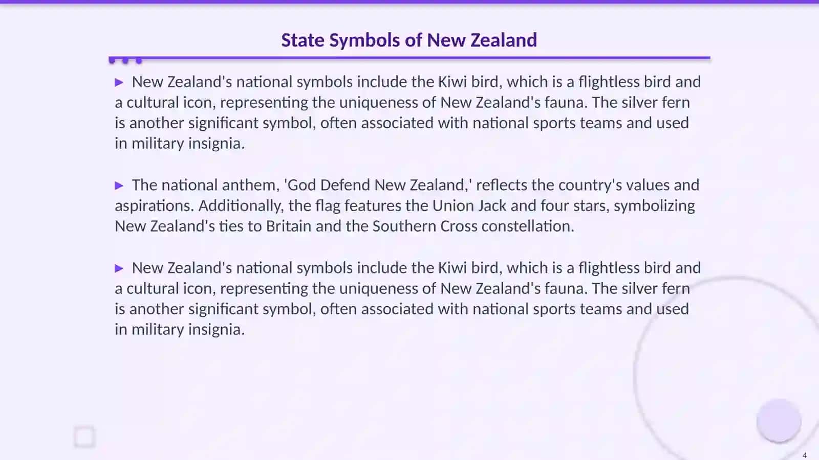 The Government, state symbols, political parties and education system of New Zealand 4