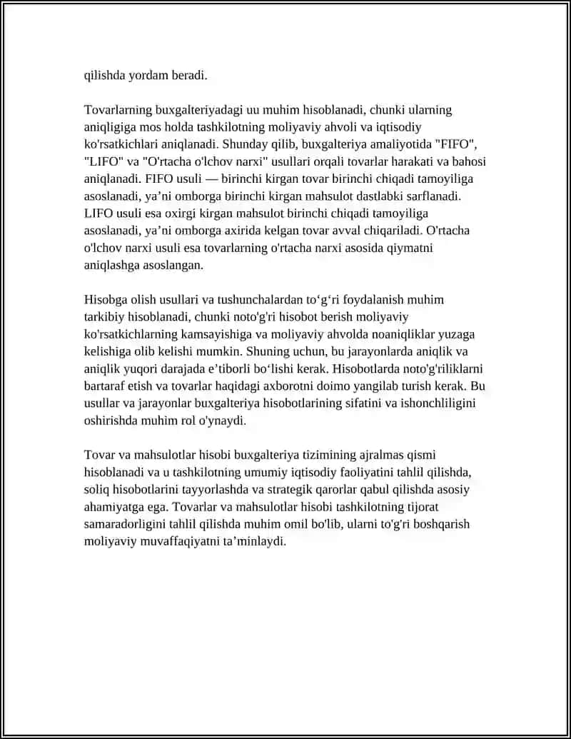 TOVARLARNI MAHSULOTLARNI BUHGALTERIYADA VA OMBORDA HISOBGA OLISH 4