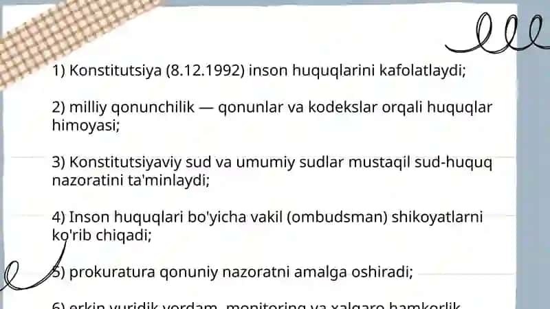 O'zbekistonda inson huquqlari va erkinliklari kafolatining yaratilishi 4