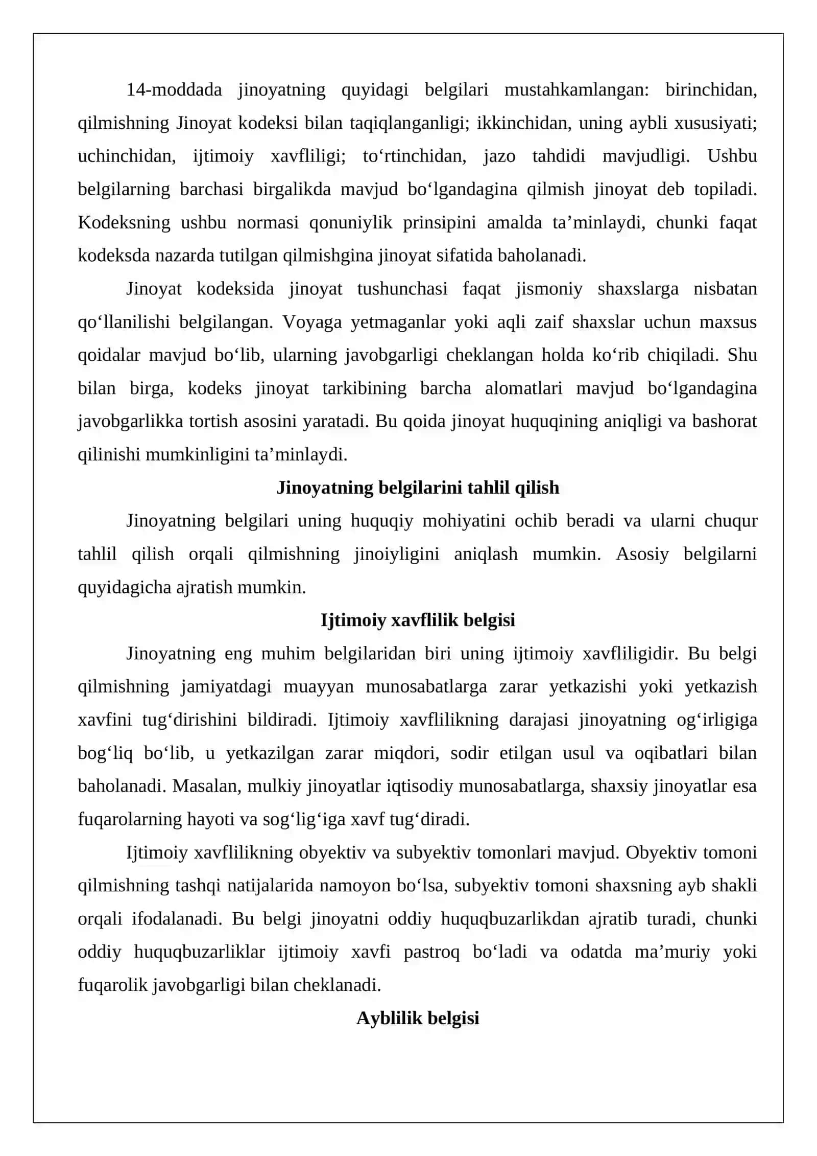 Jinoyat va jinoyatlarni tasniflash 4