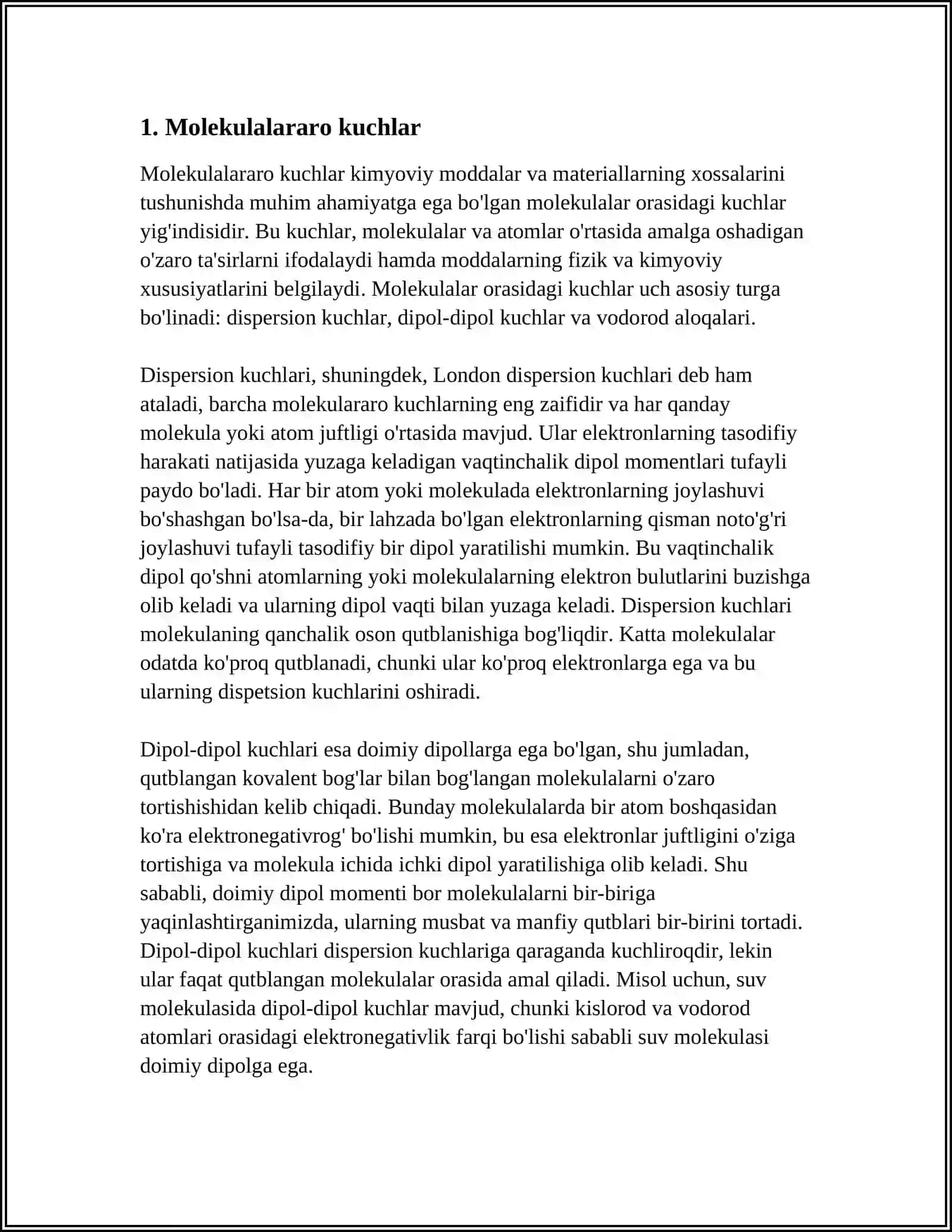 MOLEKULALARNING ERKIN YUGURISH YO‘LI. DIFFUZIYA 4