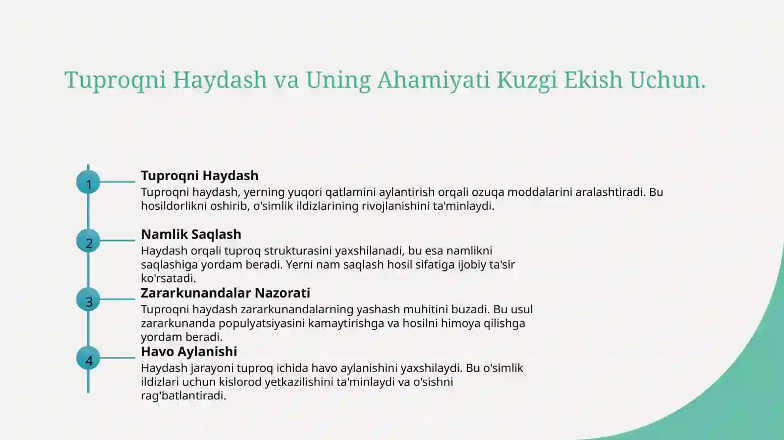 Kuzgi bug‘doy ekishga yer tayyorlash usullari 4