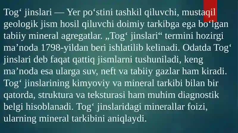 Tog’jinlari va minerallar ustida ishlash 4