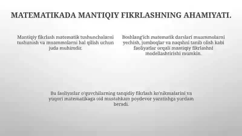 Boshlang'ich sinf matematika darslari 4
