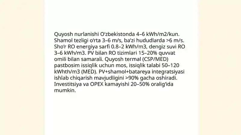 O‘zbekistonda sho‘r suvlarni chuchuklashtirish loyihasi 4