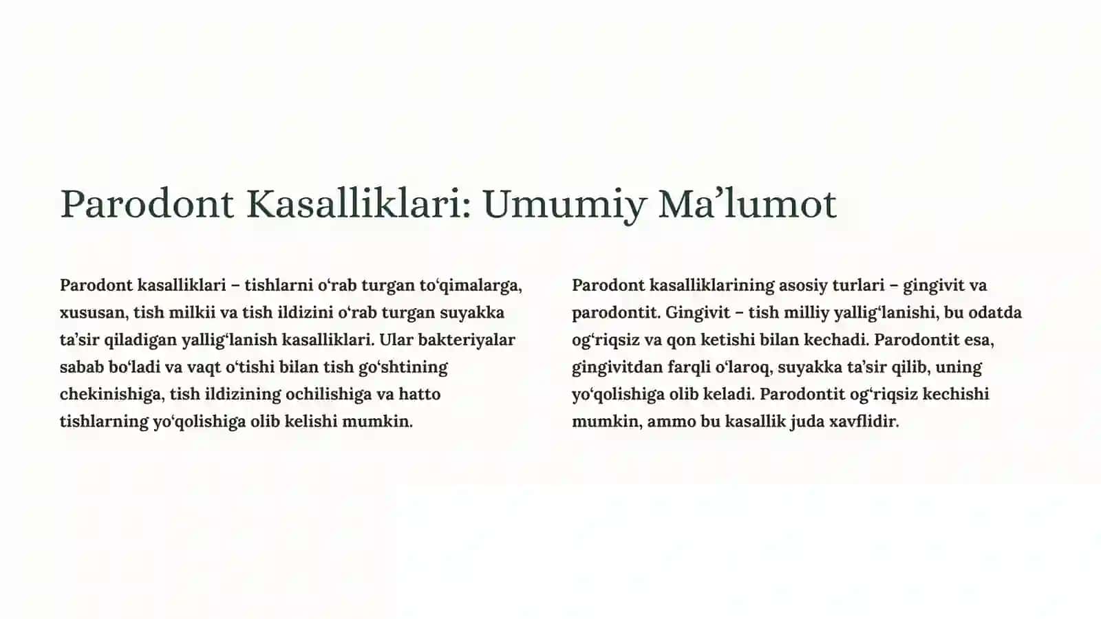 Parodont Kasalliklari Davolashda Suyak To‘qimasi Plastikasi va Transplantatsiyasi 4