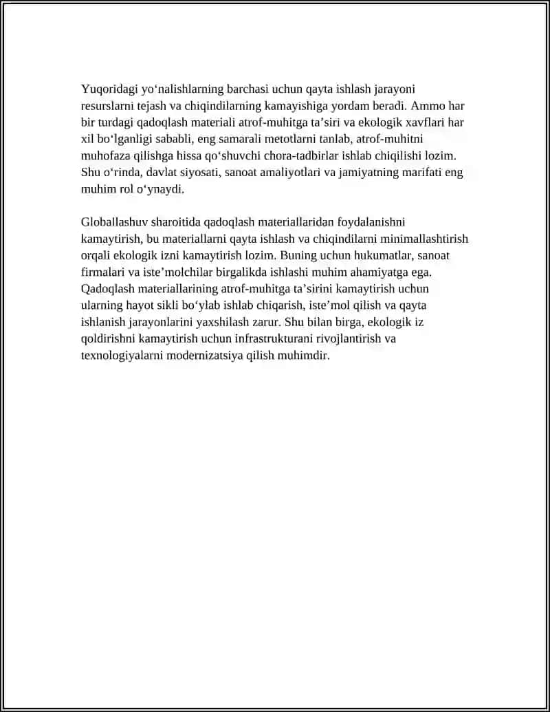 QADOGLASH MATERIALLARINING EKOLOGIK MUAMMOLARI VA GAYTA ISHLANISHI 4