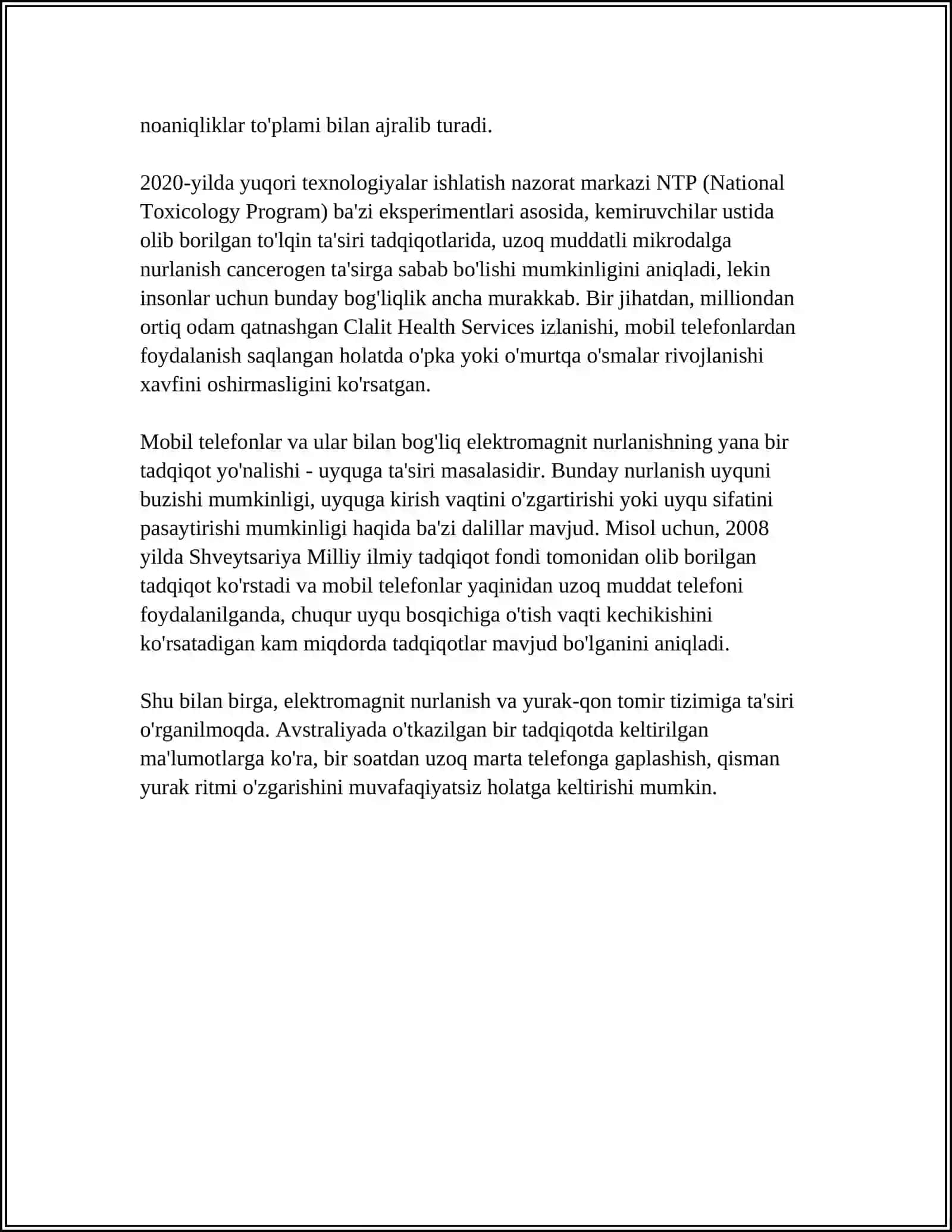MOBIL TELEFONING BOLA ORGANIZMIGA TAʼSIRI 4