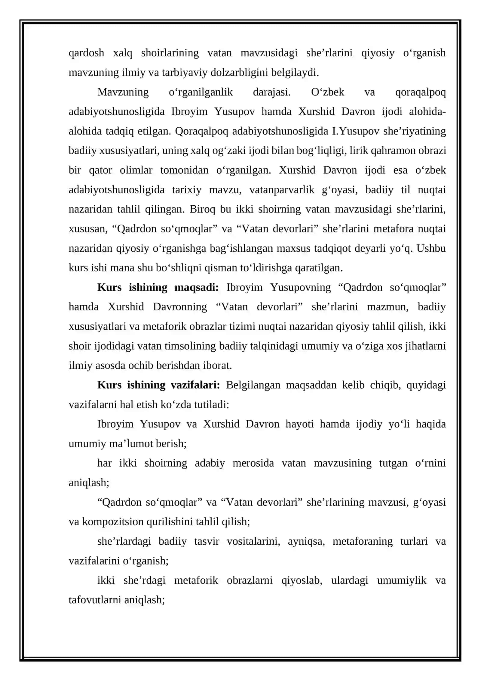 Ibroyim Yusupov “Qadrdon soʻqmoqlar”. Xurshid Davron “Vatan devorlari” sheʼrlarini solishtirish. Metafora 4