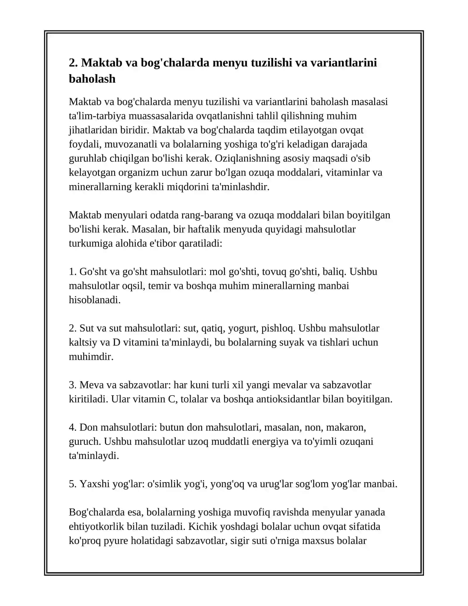 TAʼLIM TARBIYA MUASSASALARIDA OVQATLANISHINI TAHLIL QILISH 4