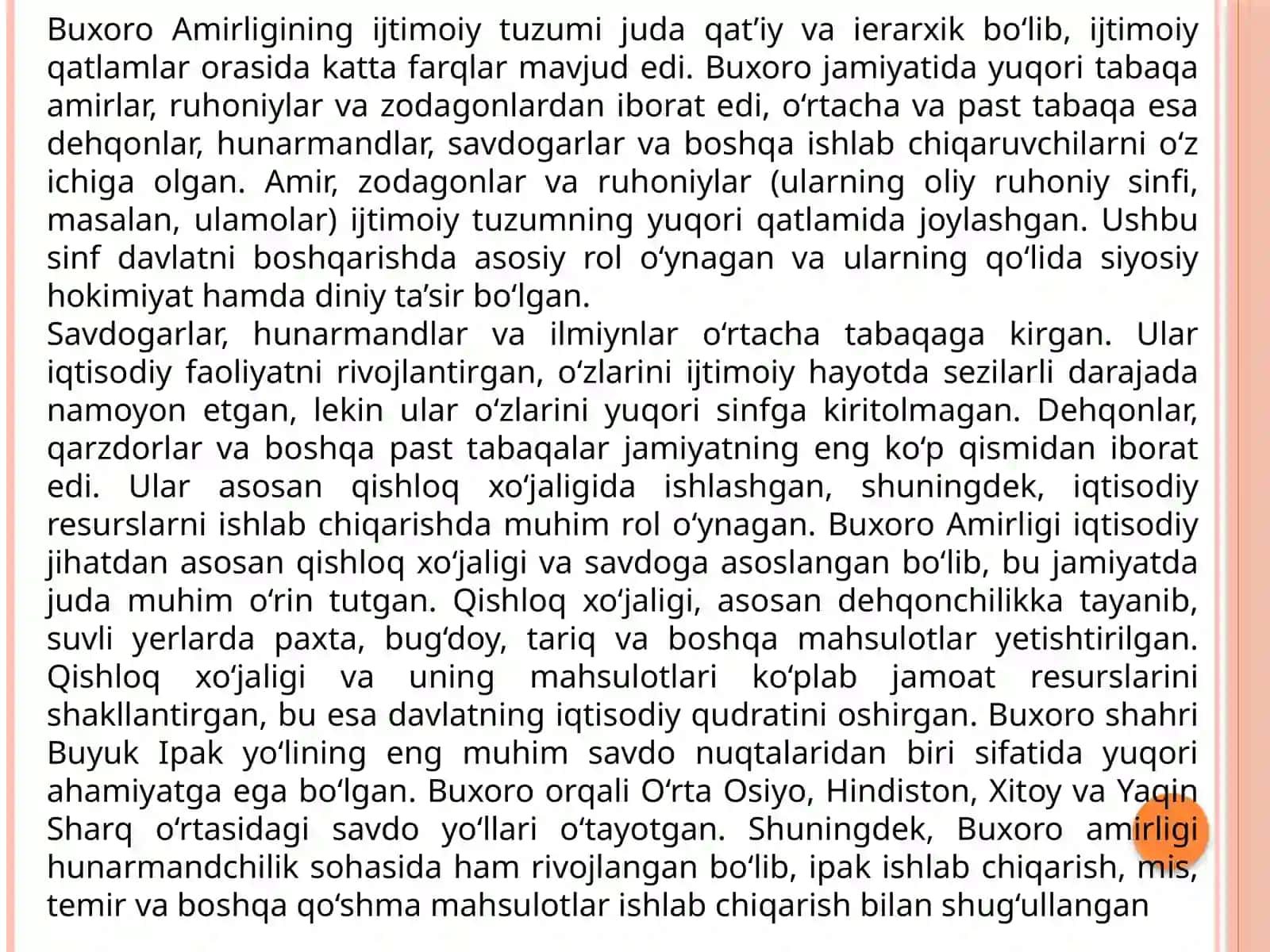 XIX asr oxiri - XX asr boshlarida Buxoro amirligi va Xiva xonligida ijtimoiy-iqtisodiy va siyosiy hayot 4