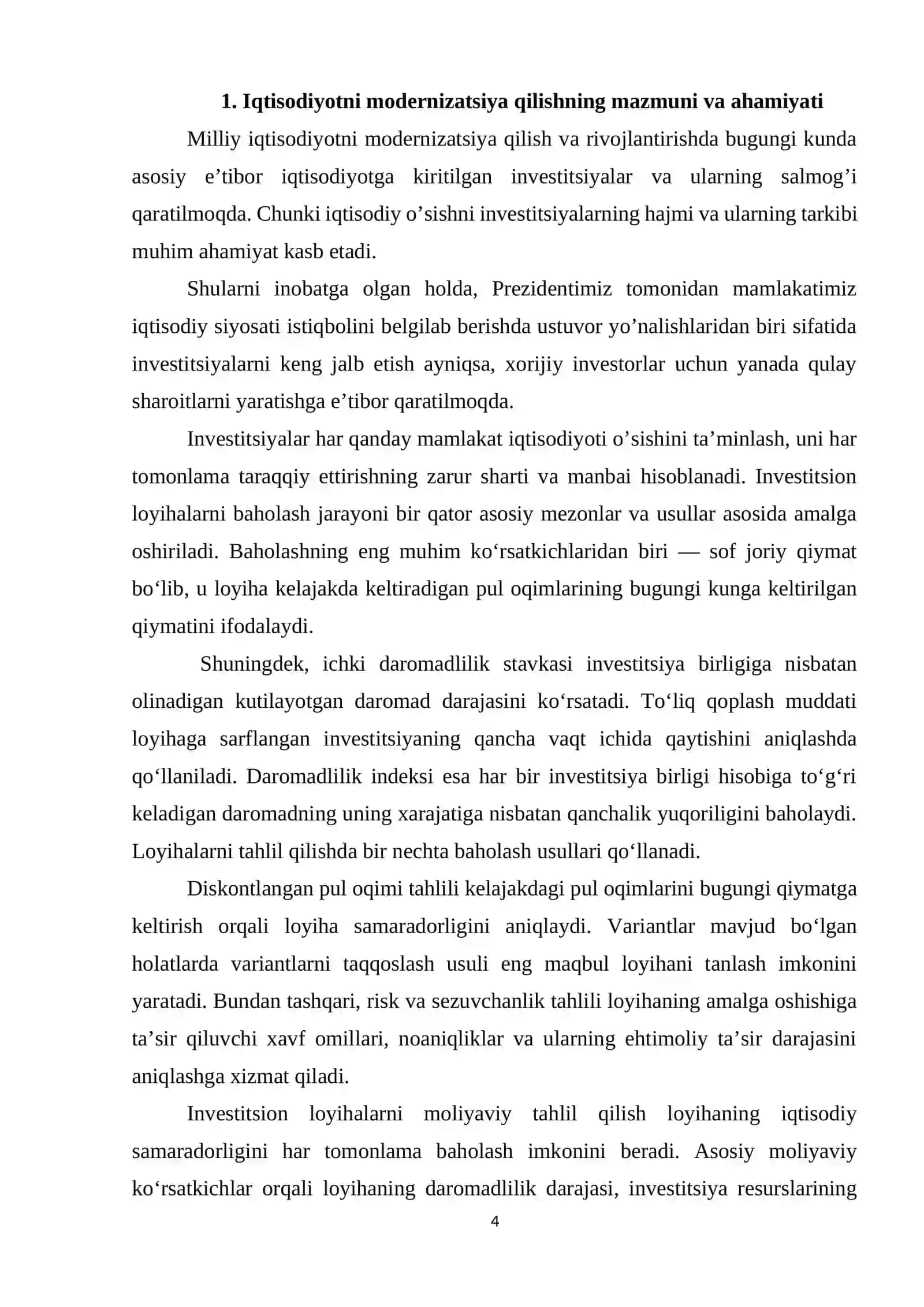 Iqtisodiyotni modernizatsiya va diversifikatsiya qilish, mehnat unumdorligini oshirish orqali yuqori iqtisodiy oʻsishni taminlash omillari 4