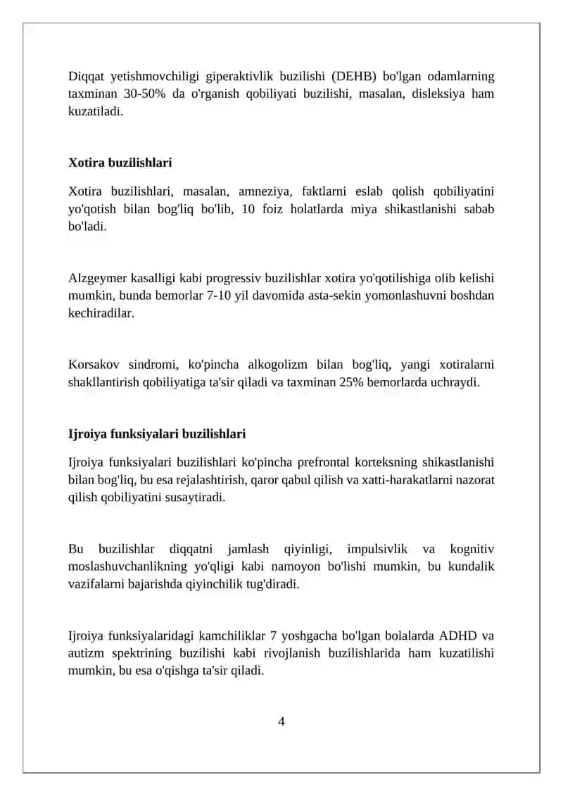 Kognetiv jarayonlar buzlishlari 4