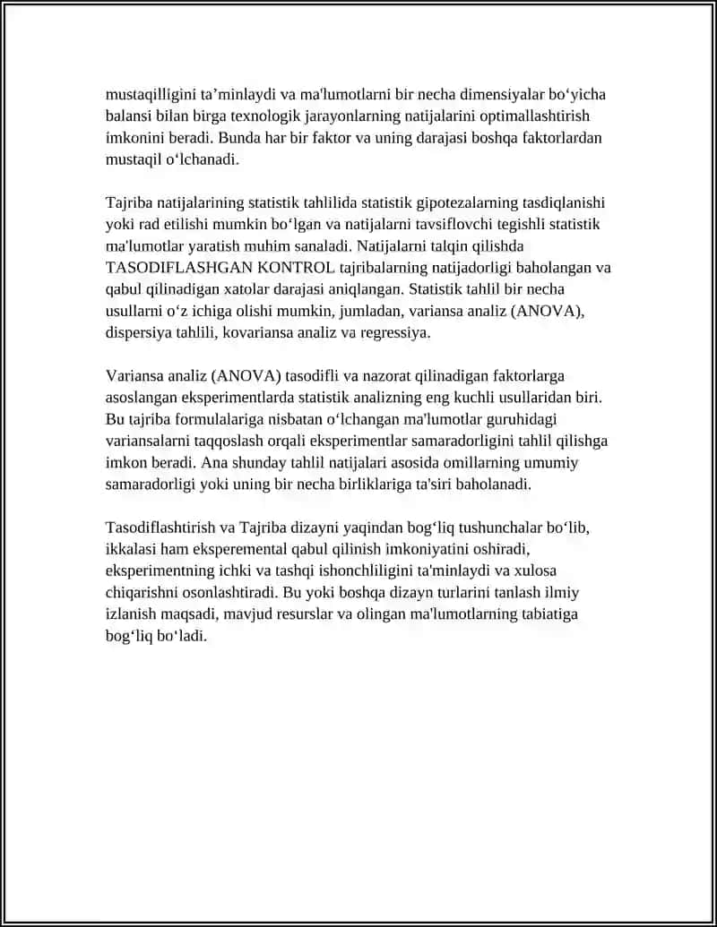 TAJRIBA NATIJALARI TAHLILINING STATISTIK USULLARI 4