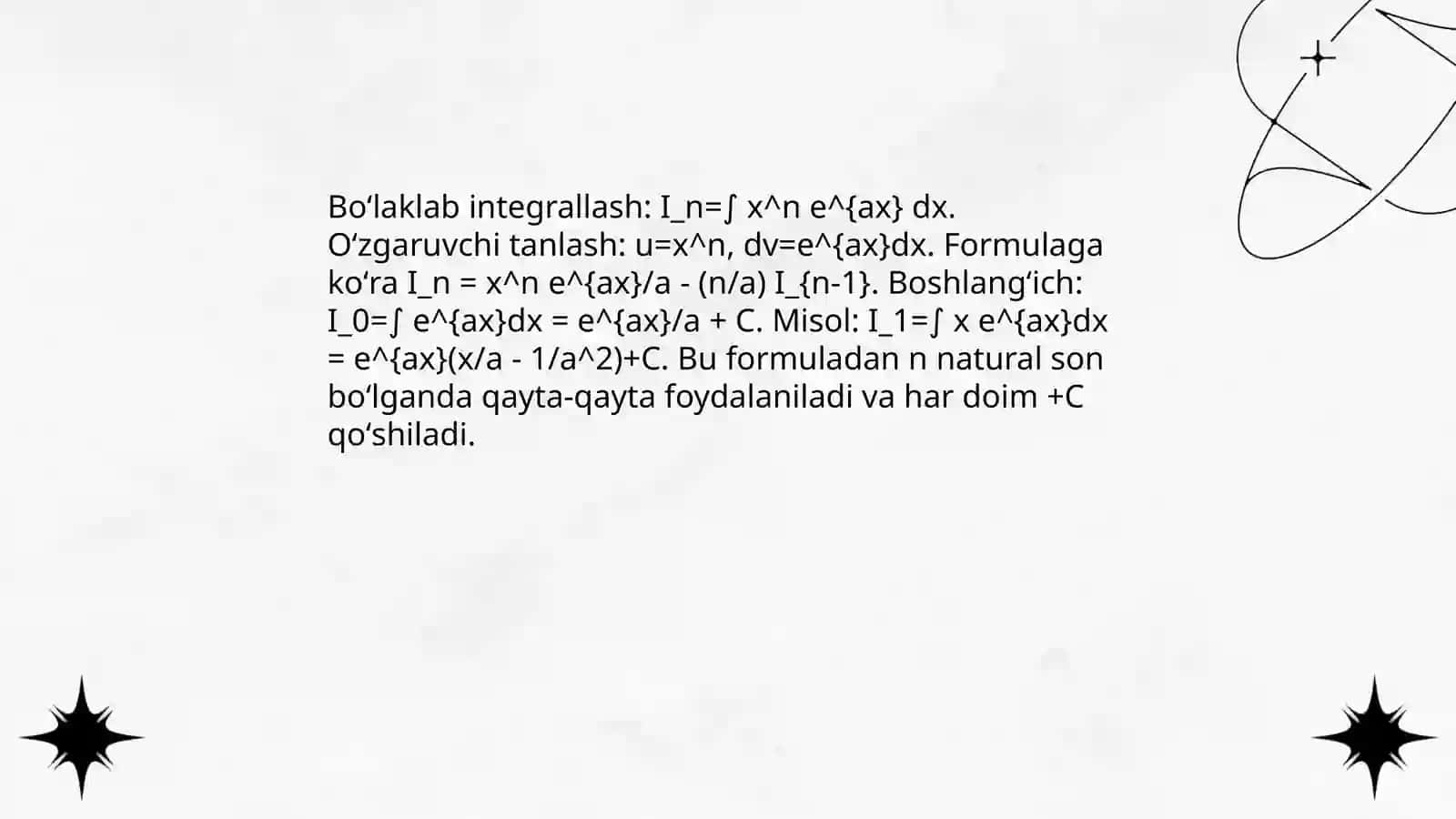 Aniqmas integralni hisoblashga oid misollar 4