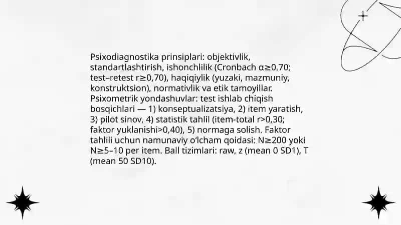 Psixologni psixometrik jihatidan tayyorlash talablari 4