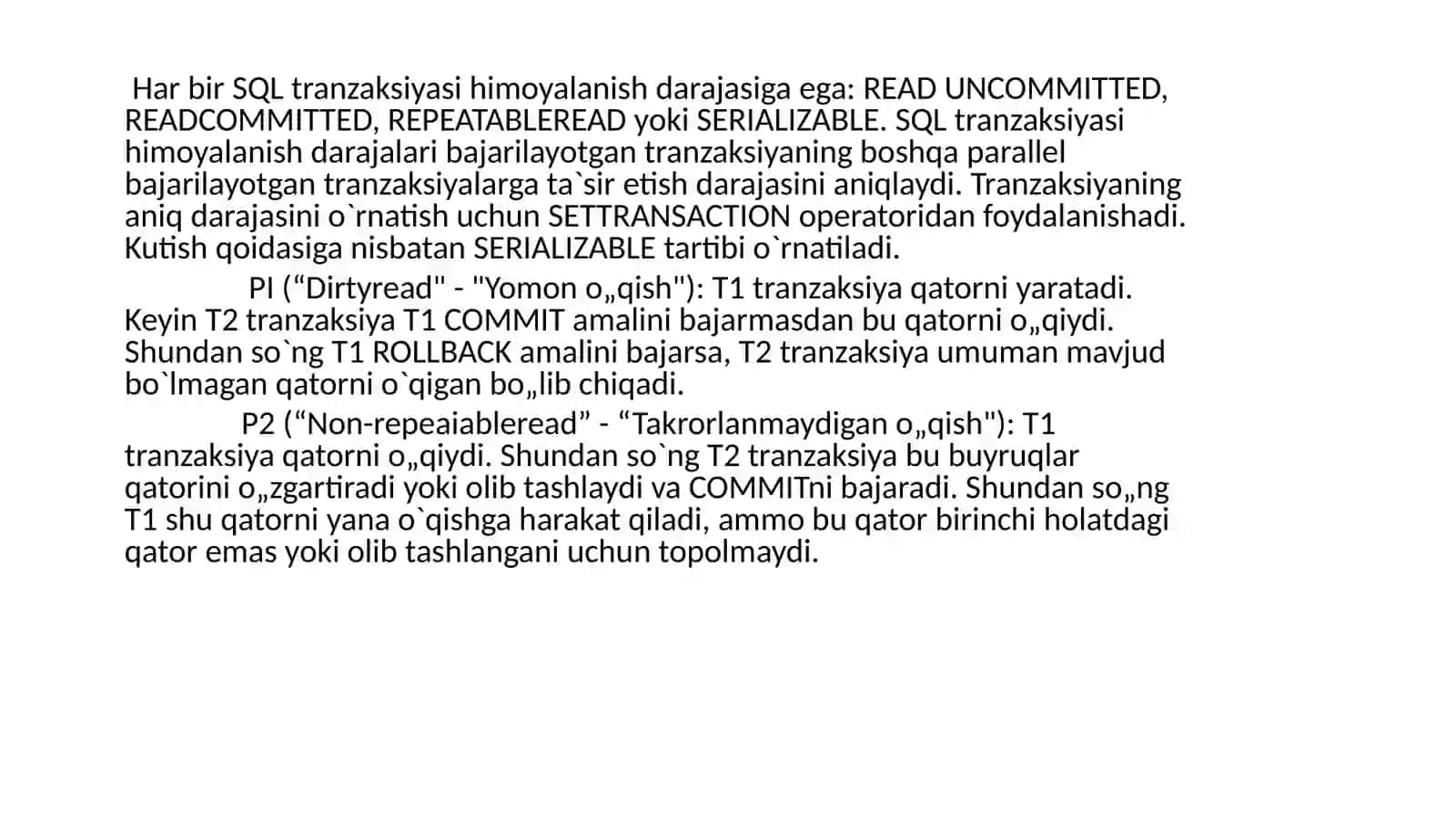 SQL Muhitida Datranzaksiyat Ushuncha 4