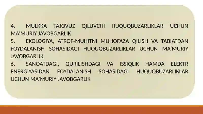 Ayrim turdagi huquq buzgarliklar uchun ma’muriy javobgarlik 4