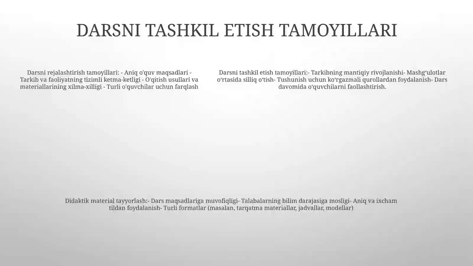 Darsni Tashkil Qilish Ko'Rgazmalilik Hamda Didaktik Materiallar Tayyorlash 4