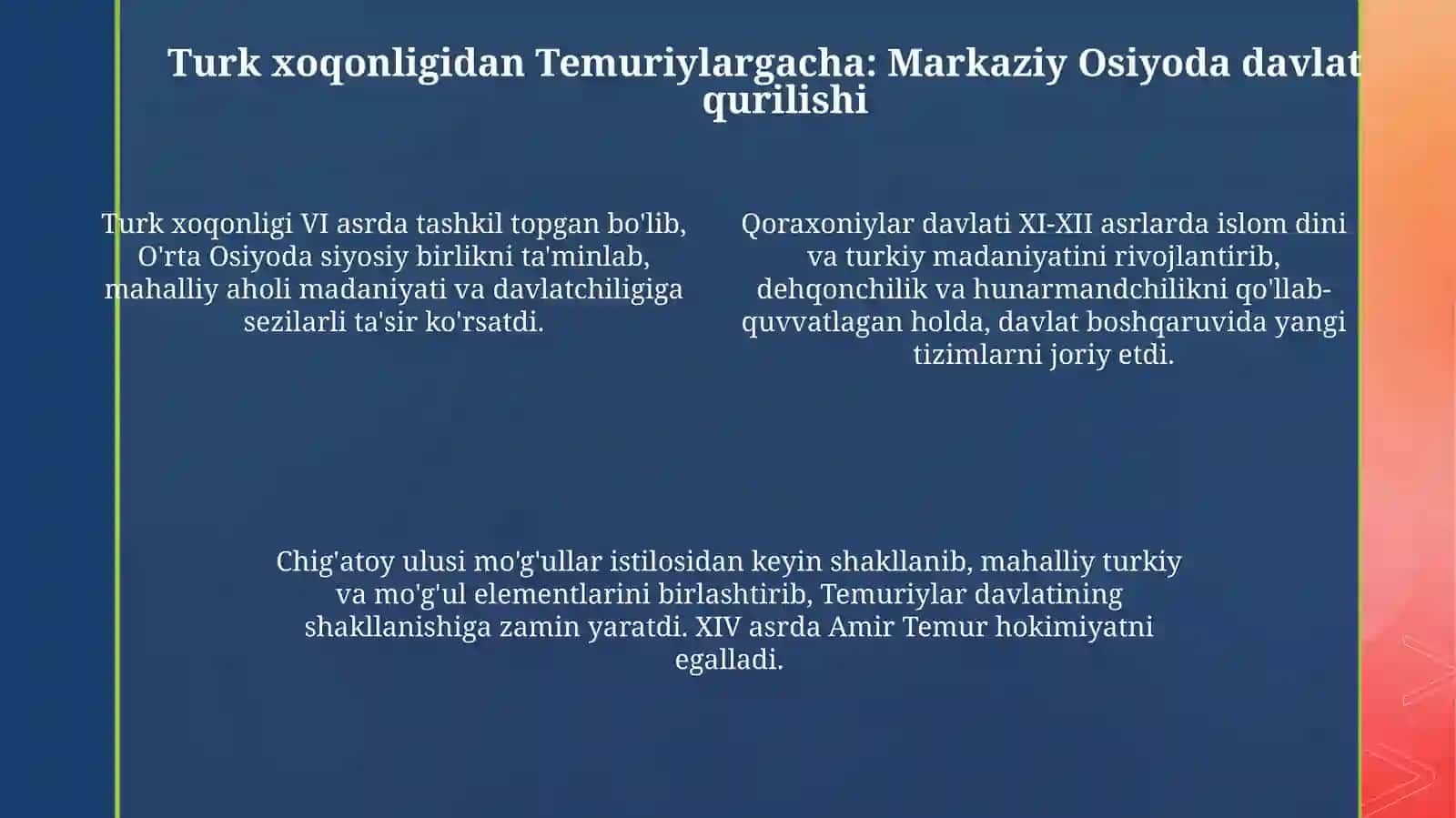 O'zbekdavlatchiligining tarixiy bosqichlari 4