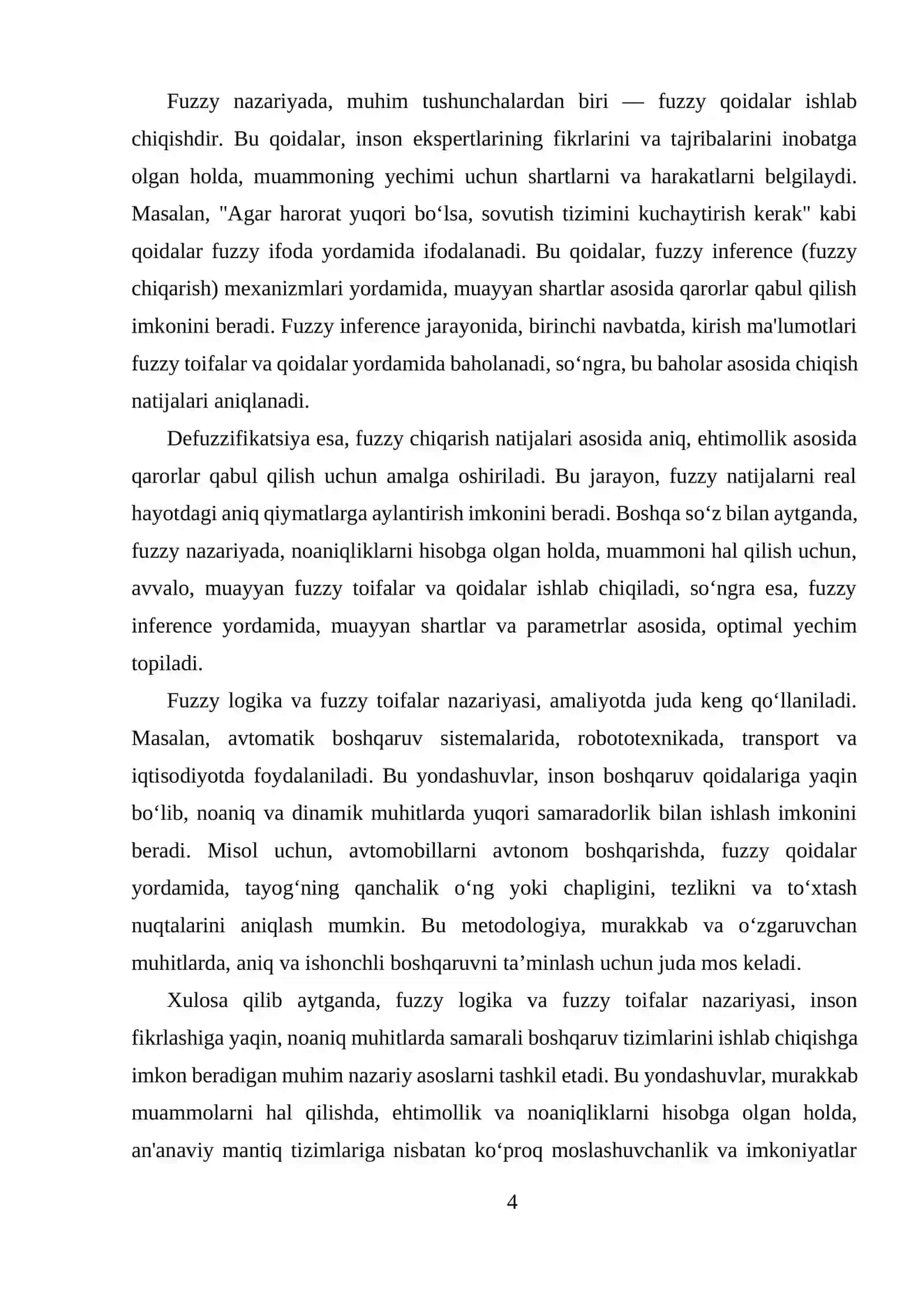 Fuzzy boshqaruv tizimlari dizayn metodologiyasi 4