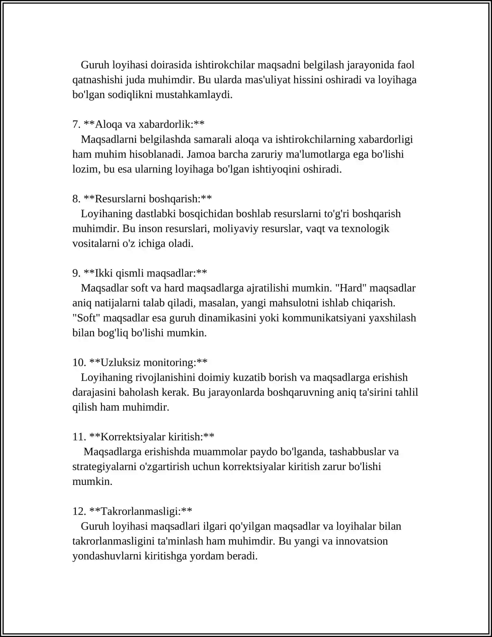 GURUH LOYIHASINI QANDAY REJALASHTIRISH VA BAJARISH KERAKLIGINI JAMOAVIY TARZDA HAL ETISH 4