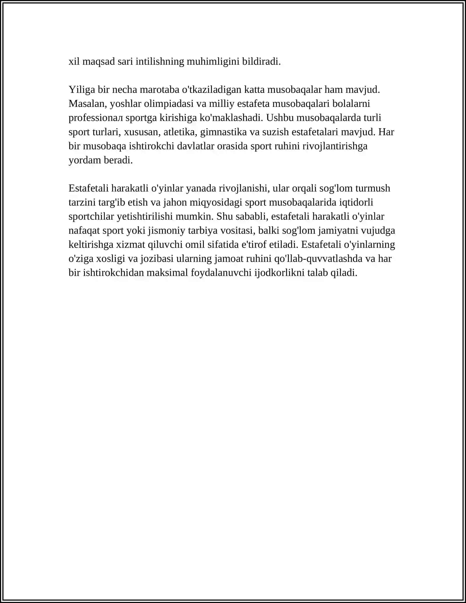 ESTAFETALI HARAKATLI OYINLARNI OTKAZISH 4