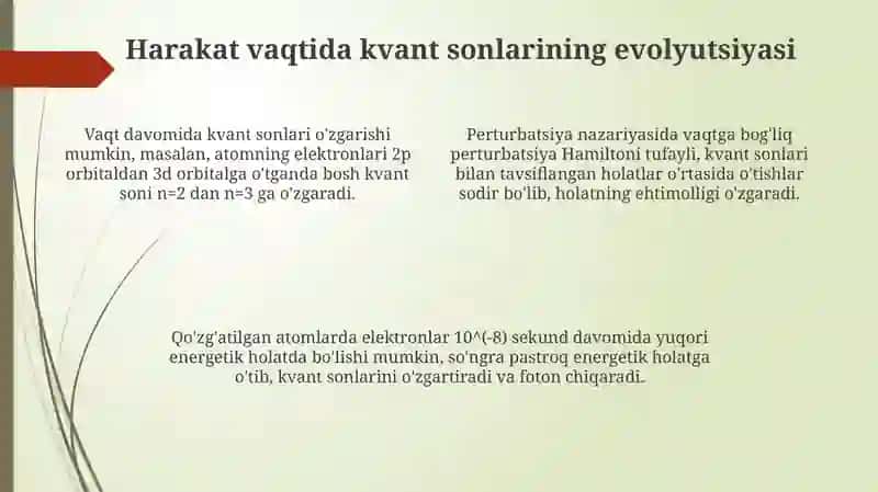 Kvant sonlari va harakat bogʻlanishining impuls bilan fizik integratsiyasi 4
