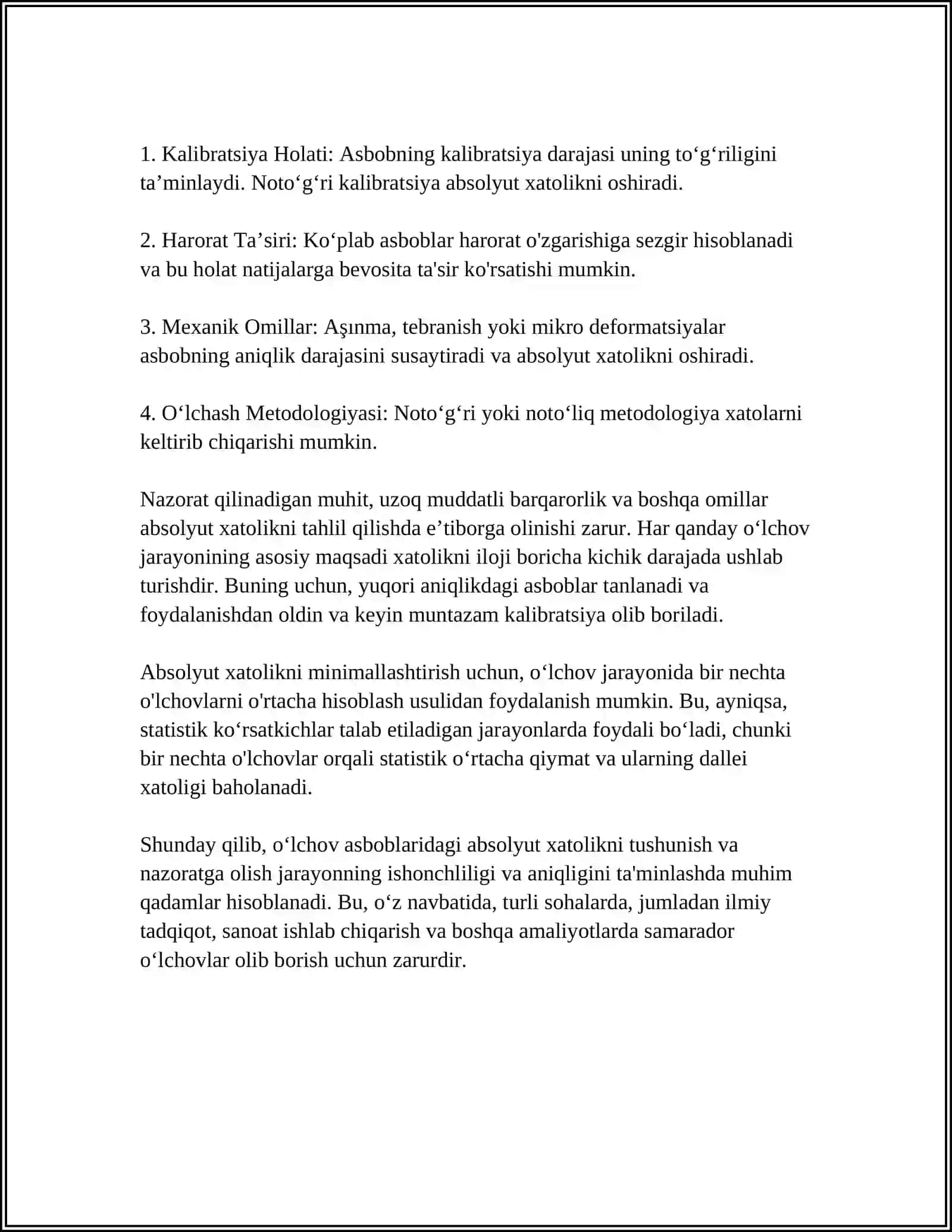 ABSOLYUT VA NISBIY XATOLIKLAR HAR XIL OʻLCHOV ASBOBLARIDA OʻLCHASH 4