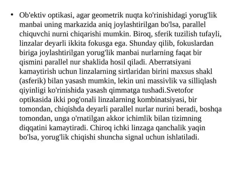 Svetoforlar dizayni, optik tizim 4