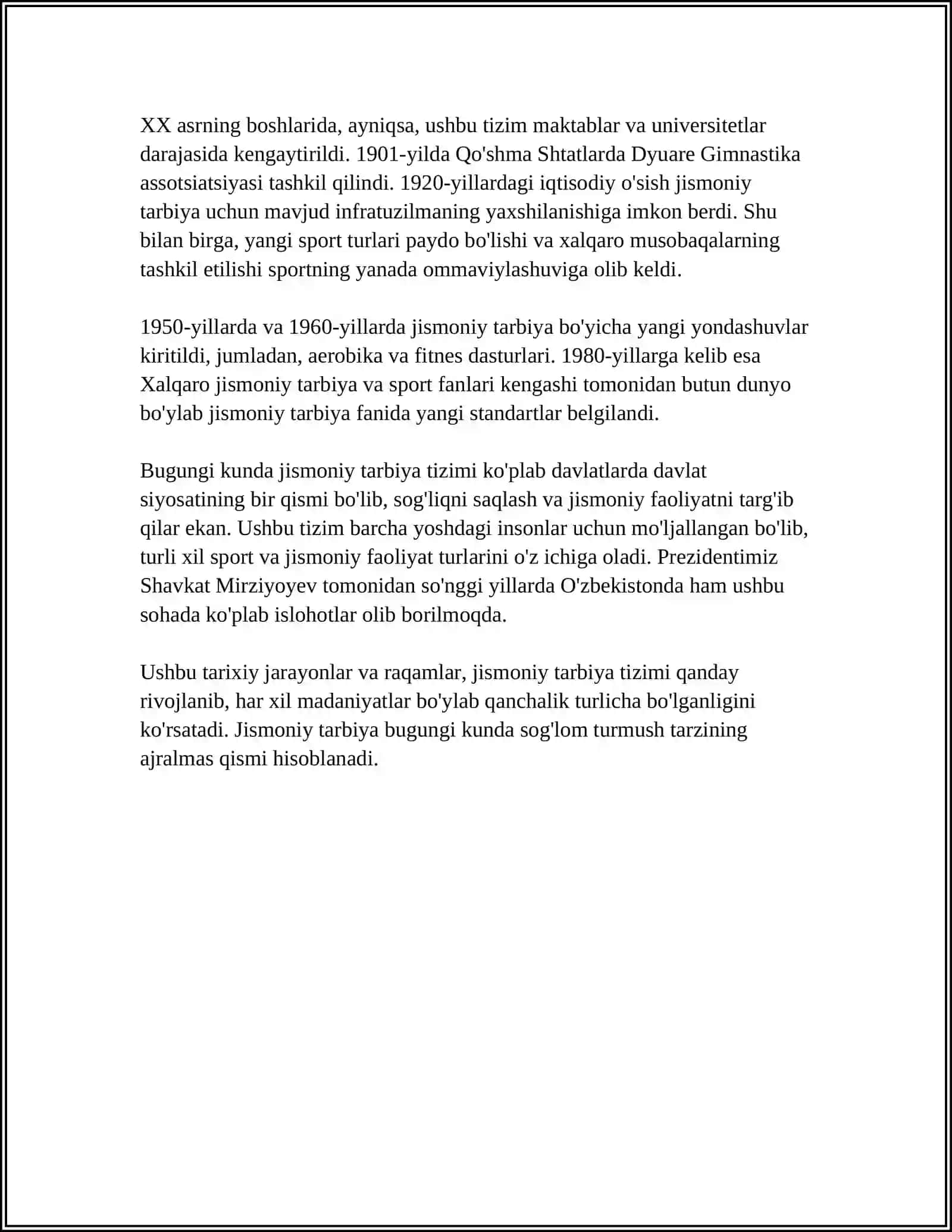 O'ZBEKISTON RESPUBLIKASIDA JISMONIY TARBIYA TIZIMI RIVOJLANISHINING UMUMIY TAVSIFI 4