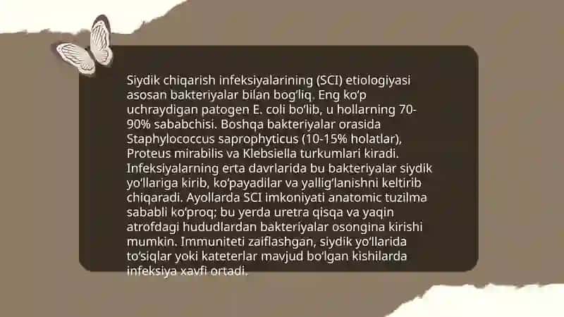Siydik chiqarish infeksiyasi, etiologiya, patogenezi, klinika, diagnostika, davolash 4