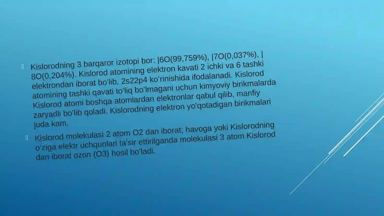 DAVRIY SISTEMA 6A GURUX ELEMENTLARINING (O-KISLOROD) XOSSALARI VA ISHLATILISHI 4