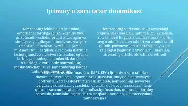 Psixotexnik usullar va o’bekt (yollanuvchi) ongida hosil bo‘lgan o‘zgarishlarning tashqi belgilari 4